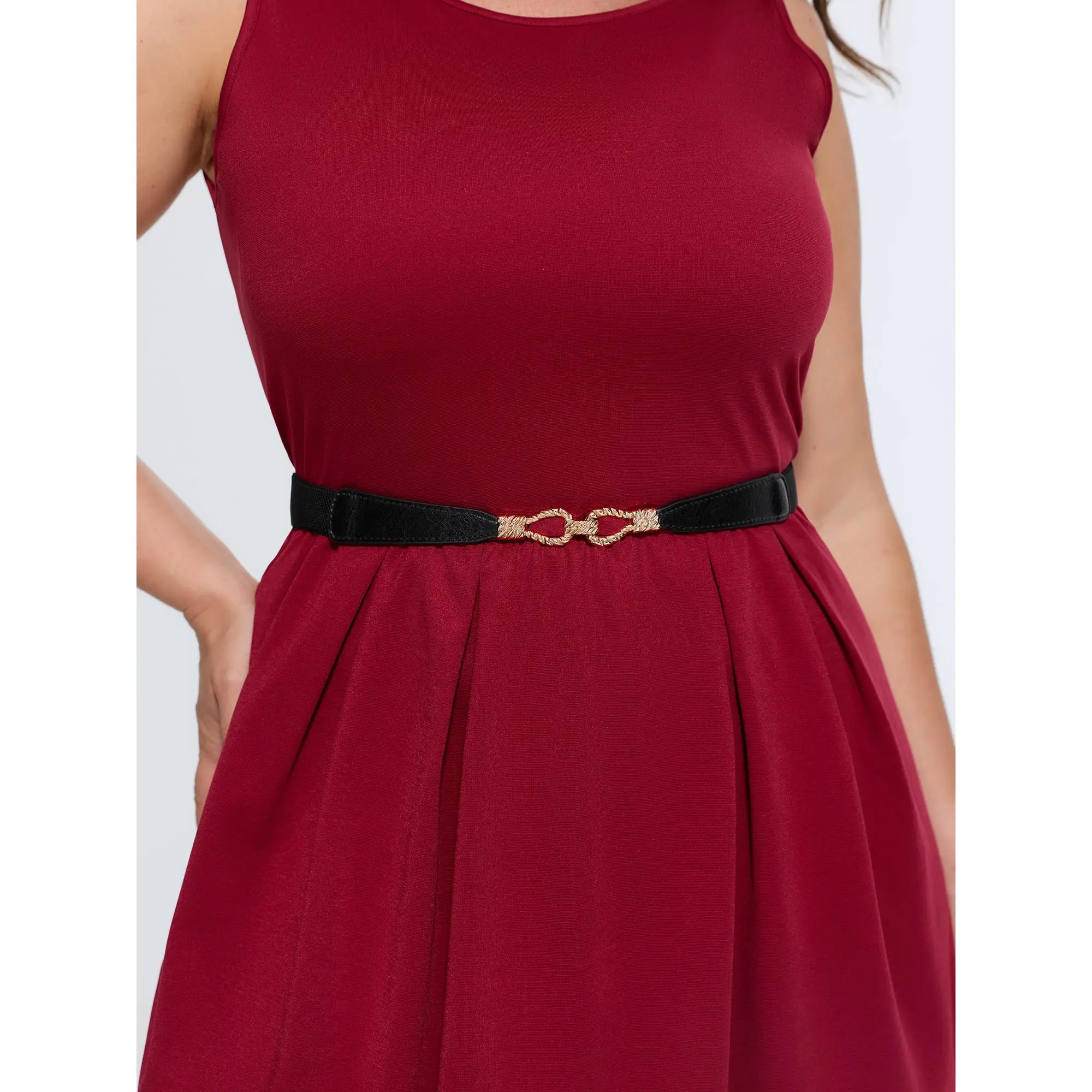 BloomChic Plus Size Elegant Gold Twisted Buckle Stretchy Belt[M-6X] 2026 Summerfinds,clothes for back to school,first day of school outfits