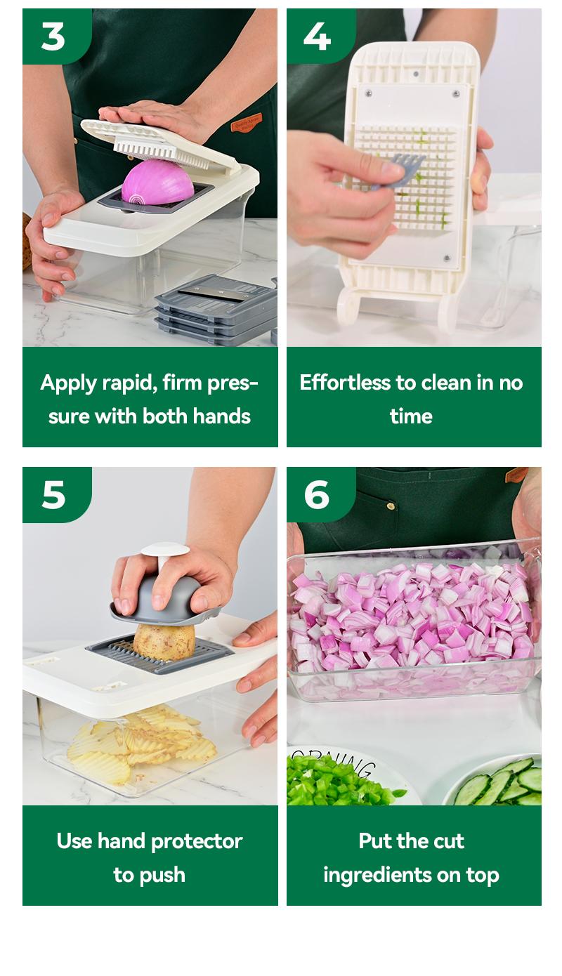 SUSTEAS Vegetable Chopper Mandoline Slicer,6 Blade Pro Food Chopper, Onion Potato Dicer, Veggie Cutter for Salad, Carrot, Cucumber Home Kitchen Gadgets Accessories Essentials(10 in 1, Grayish White)Essentials 10 in 1 White