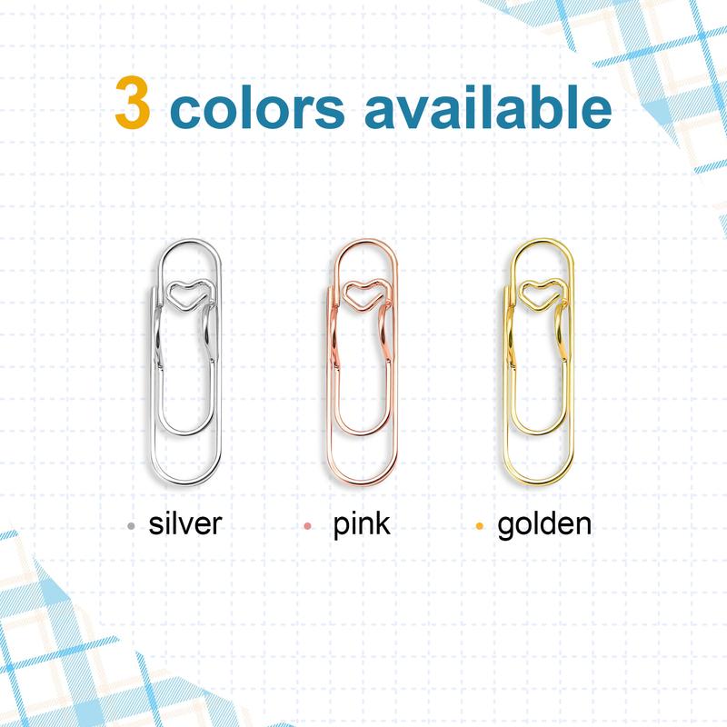 BMTWE Heart-Shaped Paperclip-Shaped Metal Pen Clip 10 PCS Portable MultiFunctional for Notebook Book Journal Magazine Office School Stationery Item