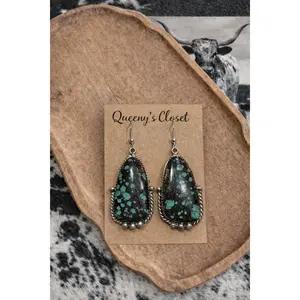 HIGHWAY 62 TURQUOISE + SILVER DROP EARRINGS STYLE 4