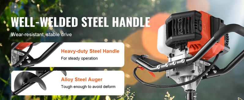 VEVOR Post Hole Digger, TikTokShopBlackFriday, 52cc 1450W Auger Post Hole digger, Gas Powered Earth Digger with Two Earth Auger Drill Bit 6" & 10" and 3 Extension Rods, for Farmland, Garden and Plant, EPA certification VEVOR Super Brand Day