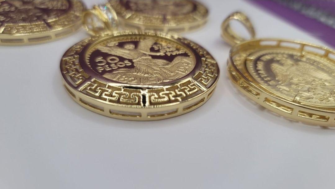 Centenario coin shaped fashion style with stones Pendant only no chain gold-plated PRICE FOR ONE big pendant