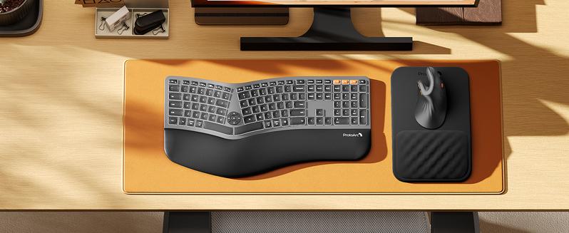 ProtoArc Mouse Pad, MP50 Ergonomic Mouse Mat with Wrist Support Massage Design for Pain Reilef, Non-Slip Rubber Base, Waterproof, Soft Memory Foam, Mousepad for Computer Mouse, Laptop, Office, Desk Gadgets, Husband Gifts