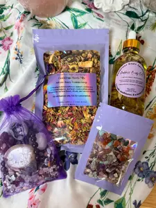 Goddess Bundle (body oil, crystal confetti, herbal mix)