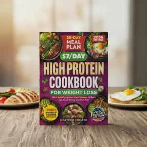 $7/Day High Protein Cookbook | 124 Easy Low Carb Recipes + 30 Day High Protein Meal Plan | Budget Friendly Healthy Cooking Guide