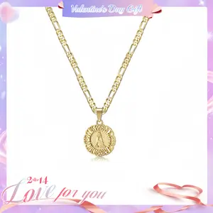 [Valentine's Day Gift]KissYan 14K Yellow Gold Plated Initial Necklace with Round Letter Pendant, Capital Monogram Alphabets A-Z, Unisex Casual Accessory