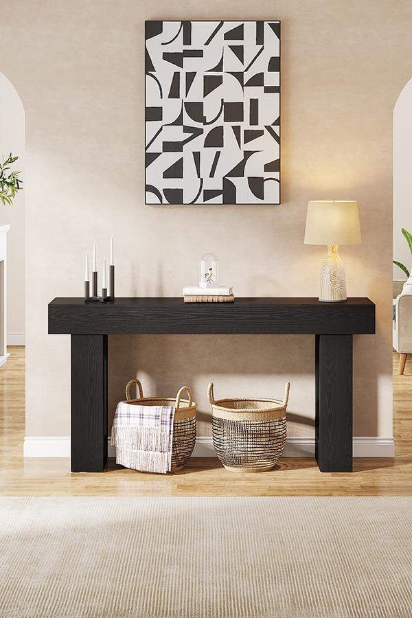 Tribesigns 63-Inch Long French Country Style Wooden Sofa Table for Living Room & Entryway Natural Finish Modern Farmhouse Decor with Sturdy MDF Construction & Foot Pads for Stability Tribesigns 63-Inch Long French Country Style Wooden Sofa Table for Living Room & Entryway Natural Finish Modern Farmhouse Decor with Sturdy MDF Construction & Foot Pads for Stability