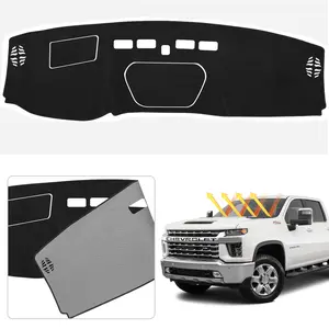 2019-2023 Chevy Silverado GMC Sierra Dash Mat Cover Custom Fit Flannel Sunshade Protector for 1500 2500HD 3500HD No Forward Collision Alert