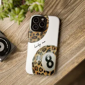 Vintage Leopard 8 Ball Tough Phone Case, Retro Animal Print Phone Case, Funky Lucky Me Cover, Y2K Aesthetic Phone Case, Trendy Gift for Her