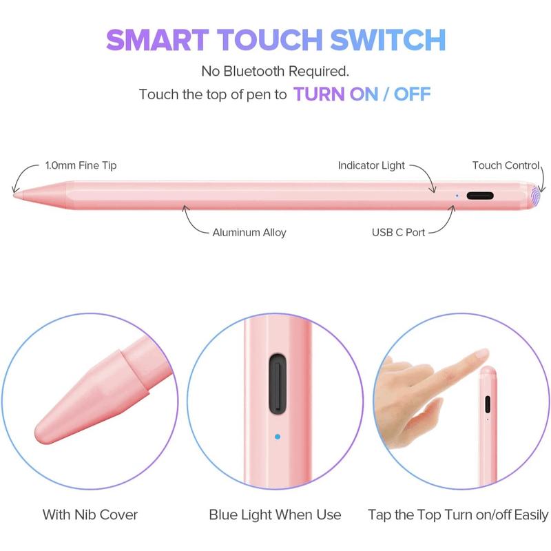 2-in-1 Stylus Smart Pencil for Drawing Writing USB Rechargeable ABS Material Compatible with iPad Air Android Tablets Smartphones Multicolor Halloween Gift