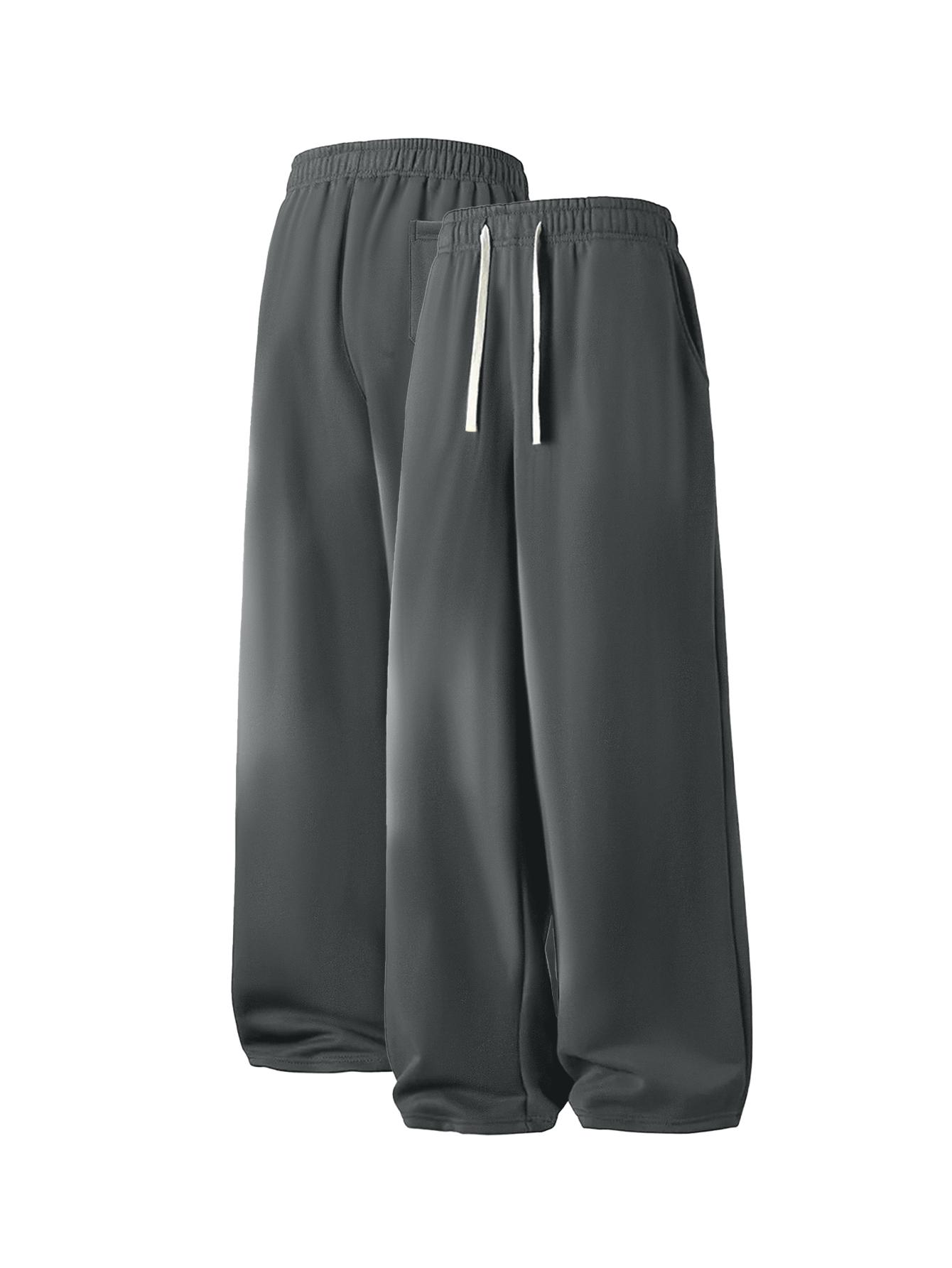 Men's Regular Fit Drawstring Casual Pants - Soft and slightly stretchy fabric, comfortable and breathable, drawstring waist adjustment, solid color, perfect for outdoor sports and fitness activities in spring and summer Plain Trouser Menswear