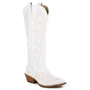 Womens Roper White With All Over Embroidery Ryder Boots