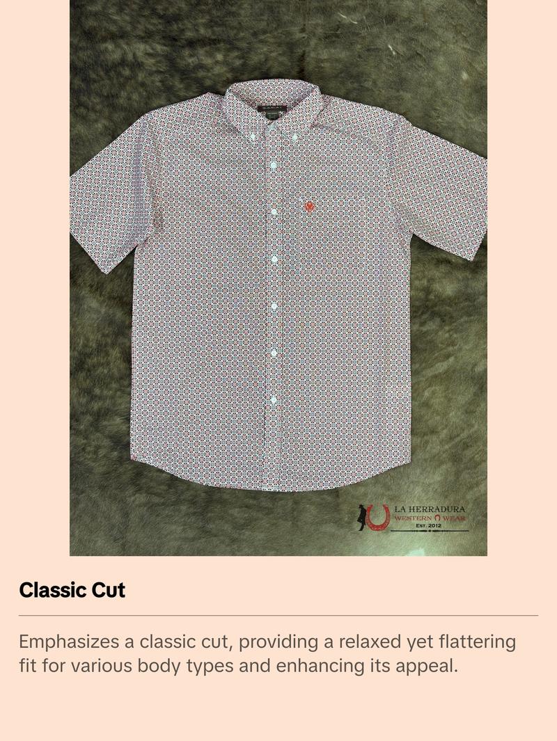 ARIAT MENS Welch Red Short Sleeve With Western Print - 8749