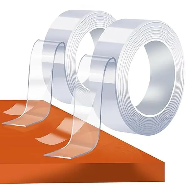 Strong Transparent Double-Sided Carpet Tape | 19.6ft Heavy-Duty Mounting Tape for Hardwood Floors Walls Residue-Free Removal & 10lb (2 Rolls)