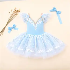 Snowflake Ballet Tutu | Blue/Pink Rhinestone Lace & Glitter Tulle  Dance Practice Dress Dancepants