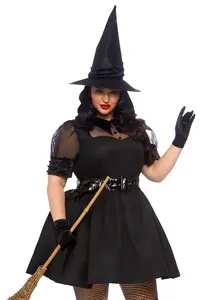 Plus Bewitching Witch Costume Collared Dress
