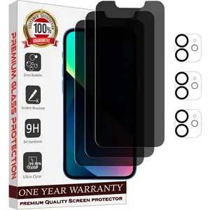 Entronix Case Screen Protector Bundle with Camera Cover for iPhone 11, 3-Pack Durable Tempered Protection, Easy Install, Privacy 9H Hardness