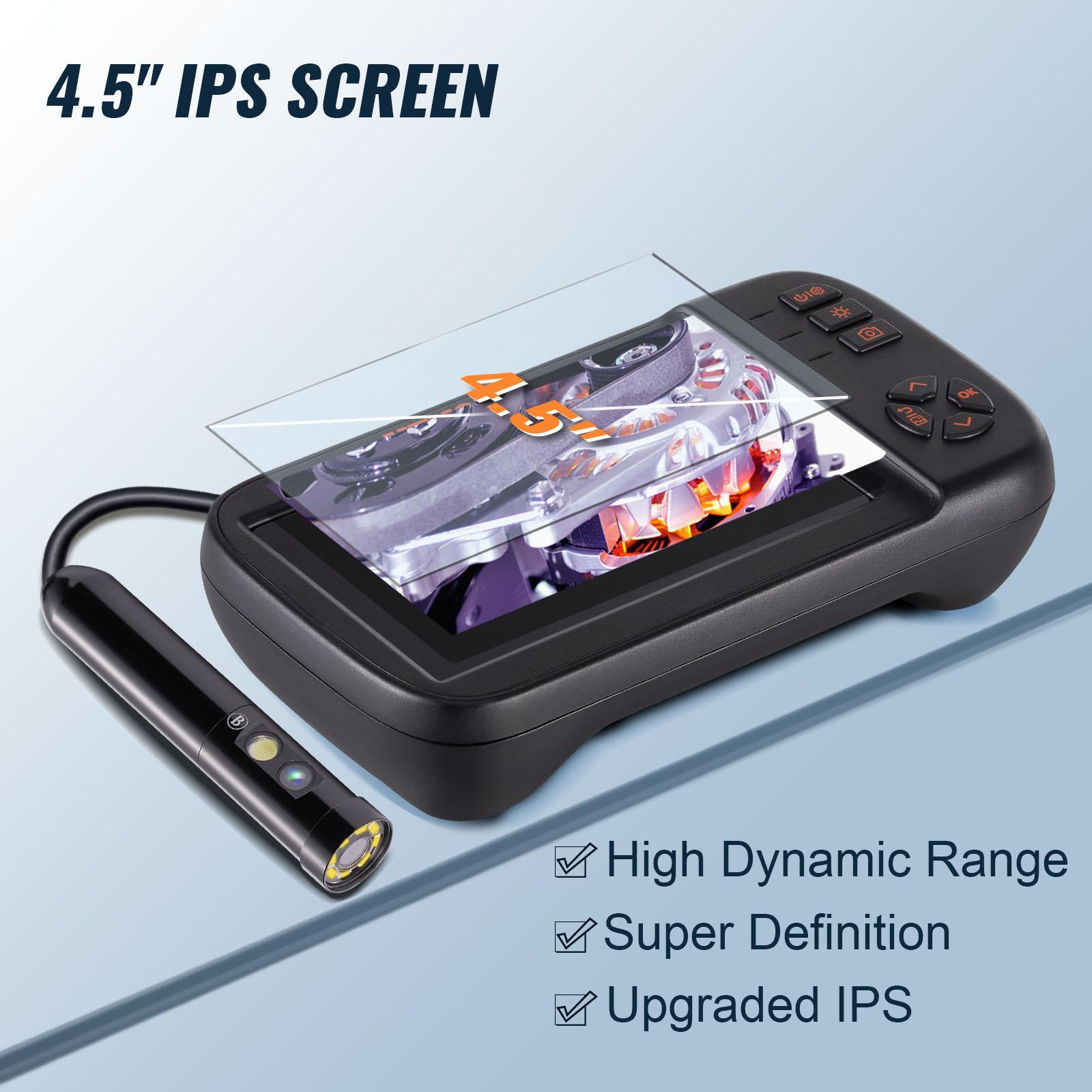 VEVOR Endoscope Camera Borescope Inspection Camera Triple Lens 4.5" IPS Accessories Mobile