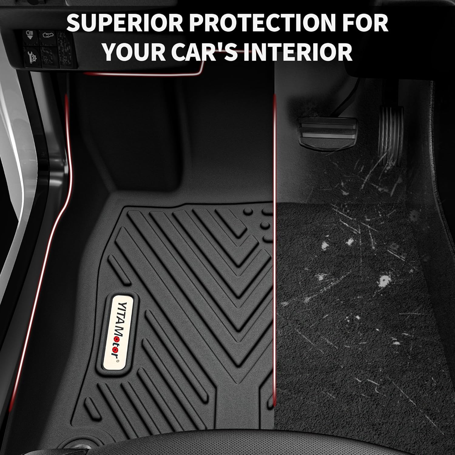 YITAMOTOR Floor Mats Fit for 2016-2021 Honda Civic Sedan, 1st & 2nd Rows, Cargo Liner