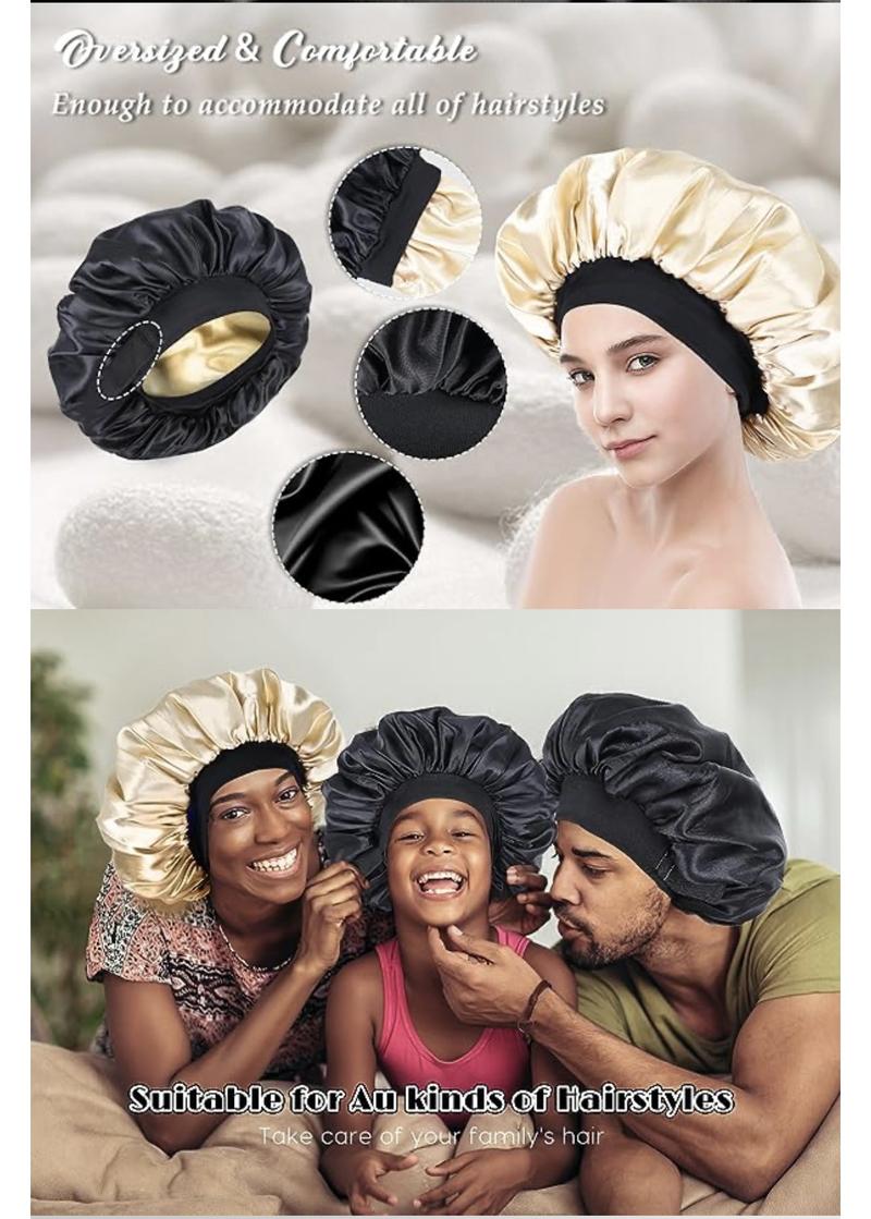 Silk  for Sleeping Double Layer Satin  Adjustable  for Black Woman Sleep Cap Reversible Hair  for Curly Hair (BlackandPurple) love  lucy bonnet hats Daily Heatless Elastic Haircare