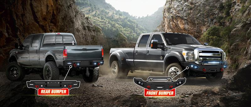 for Ford F250 F350 F450 Front & Rear Bumpers Compatible for 2011-2016 3rd Gen Super Duty w/Winch Plate