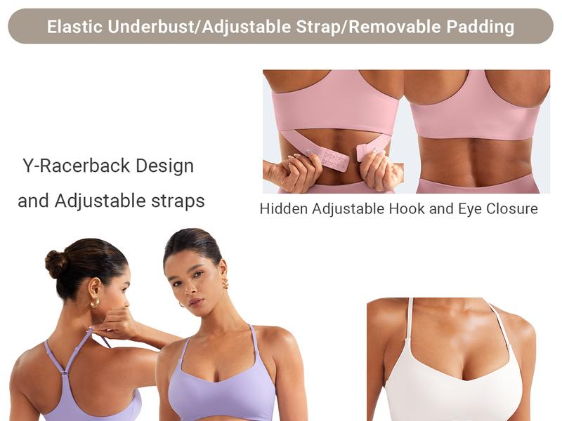 YEOREO Y Back Sports Bras for Women Padded Racerback Bra Paisely Light Impact Adjustable Straps Gym Workout Tops