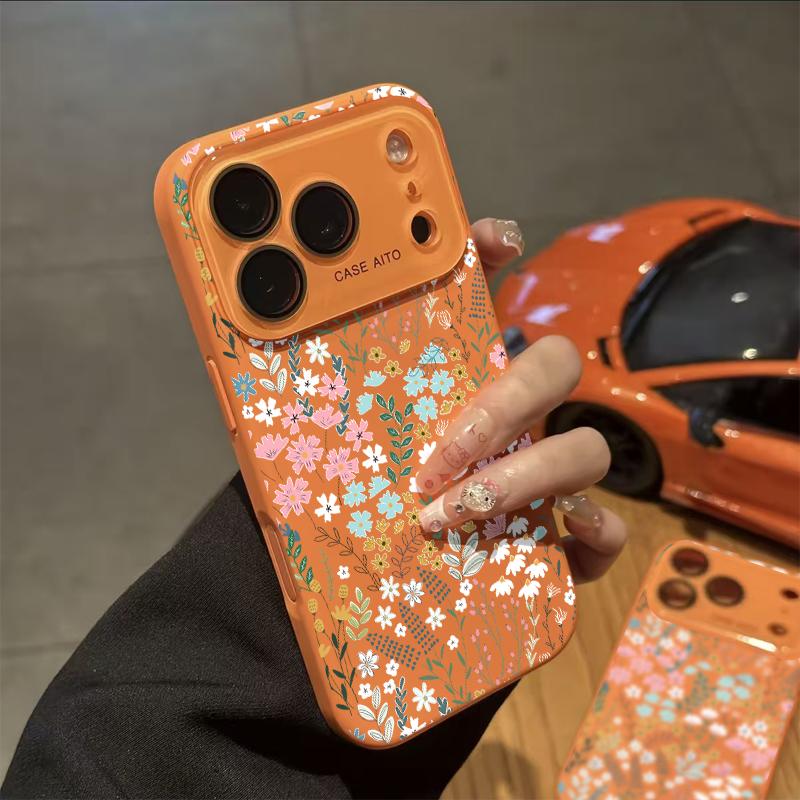 Fresh Floral Print Phone Case for iPhone 17 Pro Max 17Air 17 16E 16 15 14 13 12, Ultra Skin-Friendly TPU, All-Inclusive Glass Lens Protection, Aesthetic Flower Pattern Gift, Dopamine Ins Style Summer Cover, Shockproof Slim Case, Lens Window Design