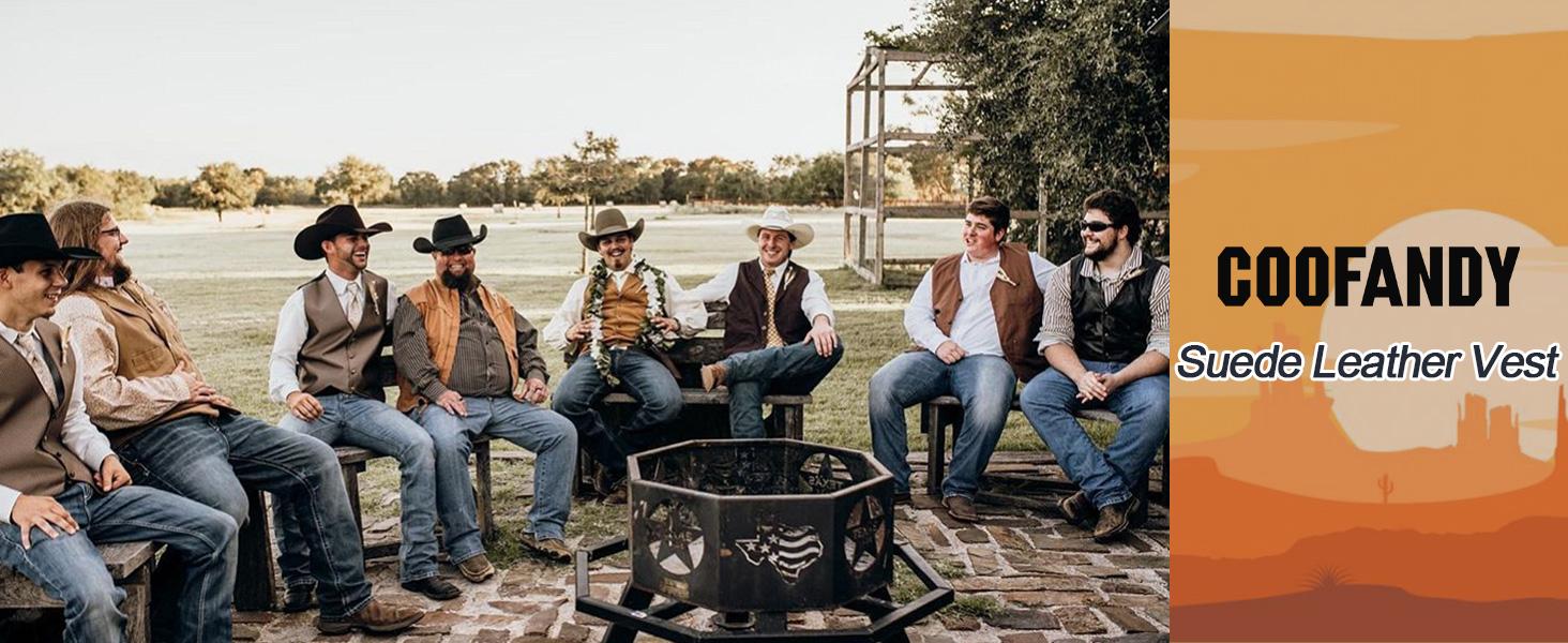 COOFANDY Men's Suede Leather Suit Vest Casual Western Vest Jacket Slim Fit Vest Waistcoat