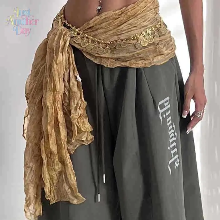 Boho Coin Waist Scarf Hip Wrap, Exotic Ethnic Style Multi-Functional Belt, Retro Tassel Waist Chain for Belly Dance & Streetwear