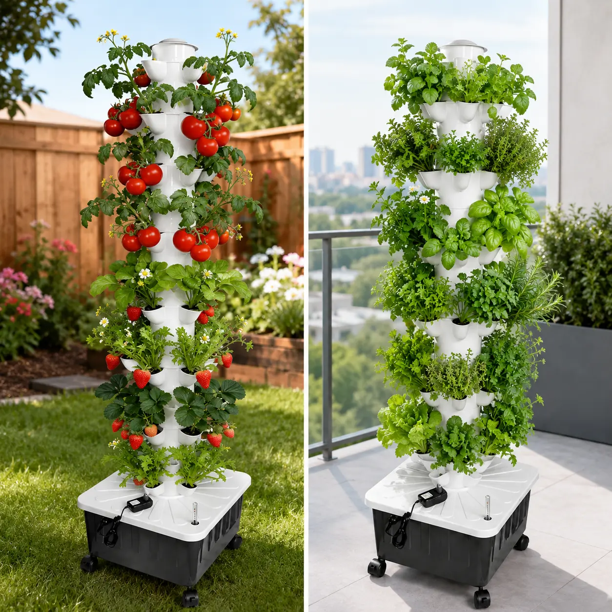 Hydroponic Tower, 14-Layer Hydroponics Growing System Kit with 70 Slots, Vertical Garden System with 20L Water Tank and Pump for Indoor Outdoor Home, Balcony & Patio
