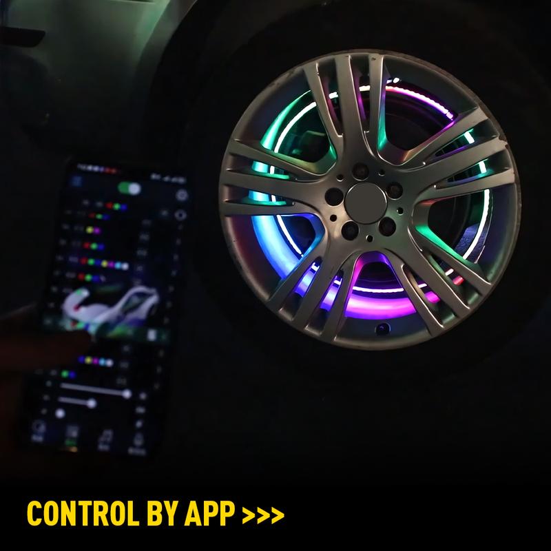 AUXITO 17.5" RGB & Chasing Three Flow Row LED Wheel Ring Rim Lights For Truck Car set