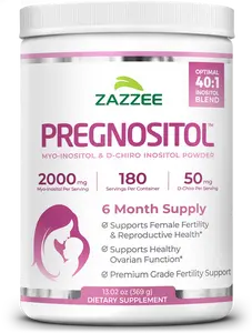 Zazzee PREGNOSITOL Powder 6 Month Supply, Myo-Inositol and D-Chiro-Inositol 40:1 Fertility Blend, 180 Servings, PCOS Support & Hormonal Balance for Women, Free Scoop for Exact Dosage, Vegan, Non-GMO, Natural Reproductive Health & Cycle Support, USA