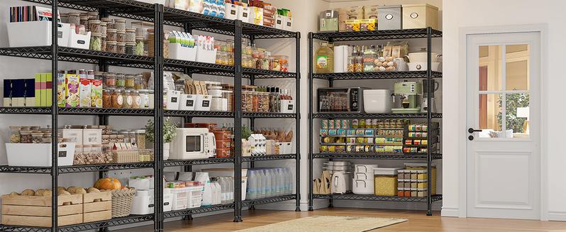 Raybee 5-6 Tier Metal Shelving Unit, Heavy Duty Shelving Organizer, Adjustable Wire Shelf with Wheels, Rolling Metal Storage Shelves for Garage Pantry Basement