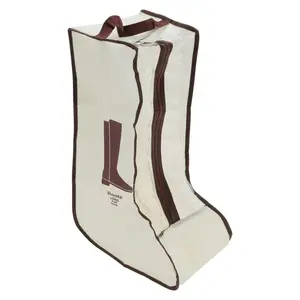 Unique Bargains Long Boots Print Shoes Dust Cover Shoes Bags Beige 1 Pc