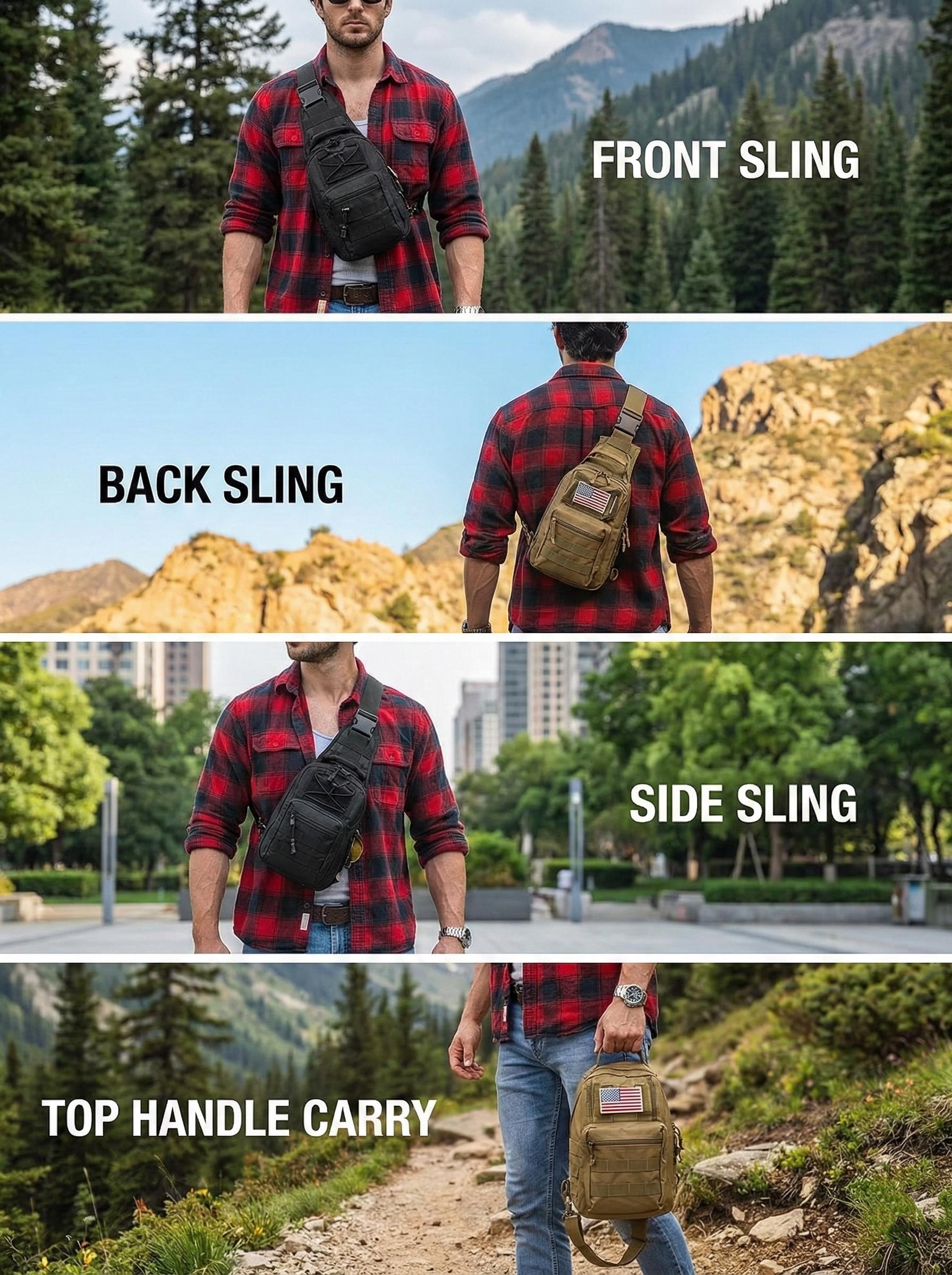 Tactical Compact EDC Shoulder Sling Bag for Men - Crossbody and Chest Pack for Travel, Camping, Trekking, Outdoor Sports - Adjustable Multifunction Durable SpringStatements