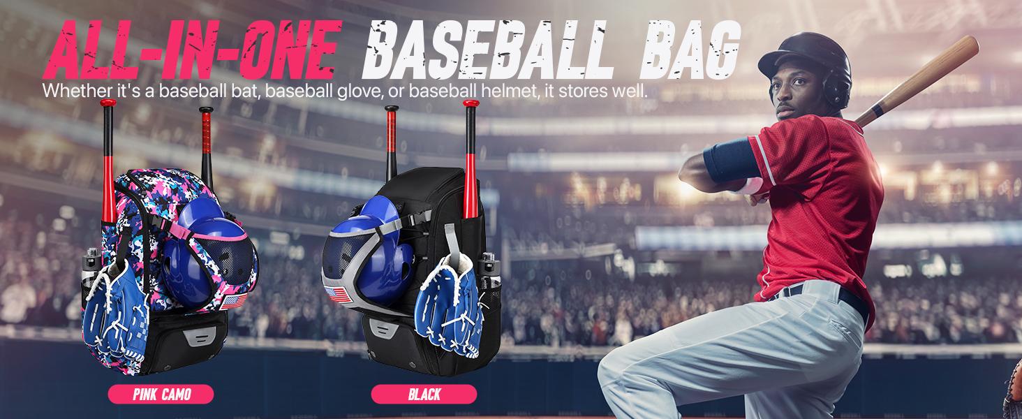 Youth & Adult Baseball Softball Bag - Lightweight Bat Backpack with Fence Hook, Large Main Compartment for Helmet & TBall Equipment, Separate Shoe Pocket Youth & Adult Baseball Softball Bag - Lightweight Bat Backpack with Fence Hook, Large Main Compartment for Helmet & TBall Equipment, Separate Shoe Pocket