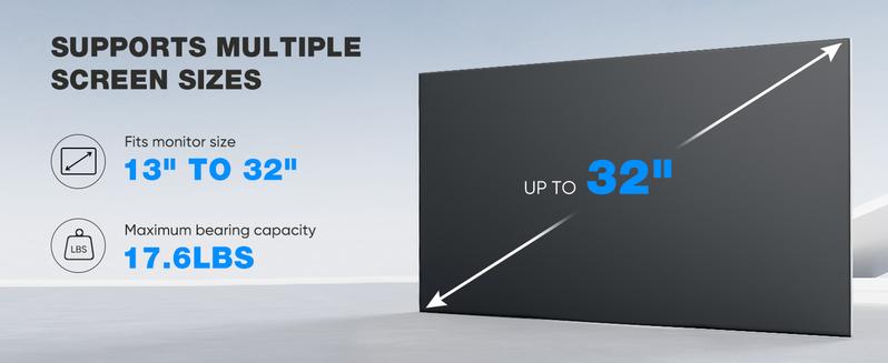 Monitor Stand - Adjustable Desk Mount Arm for 15 - 27  Inch Monitors, Supports up to 17.6lbs, Heavy Duty Screen Mount with Gas Spring, Clamp & Grommet Base, VESA Bracket 75/100 Compatible