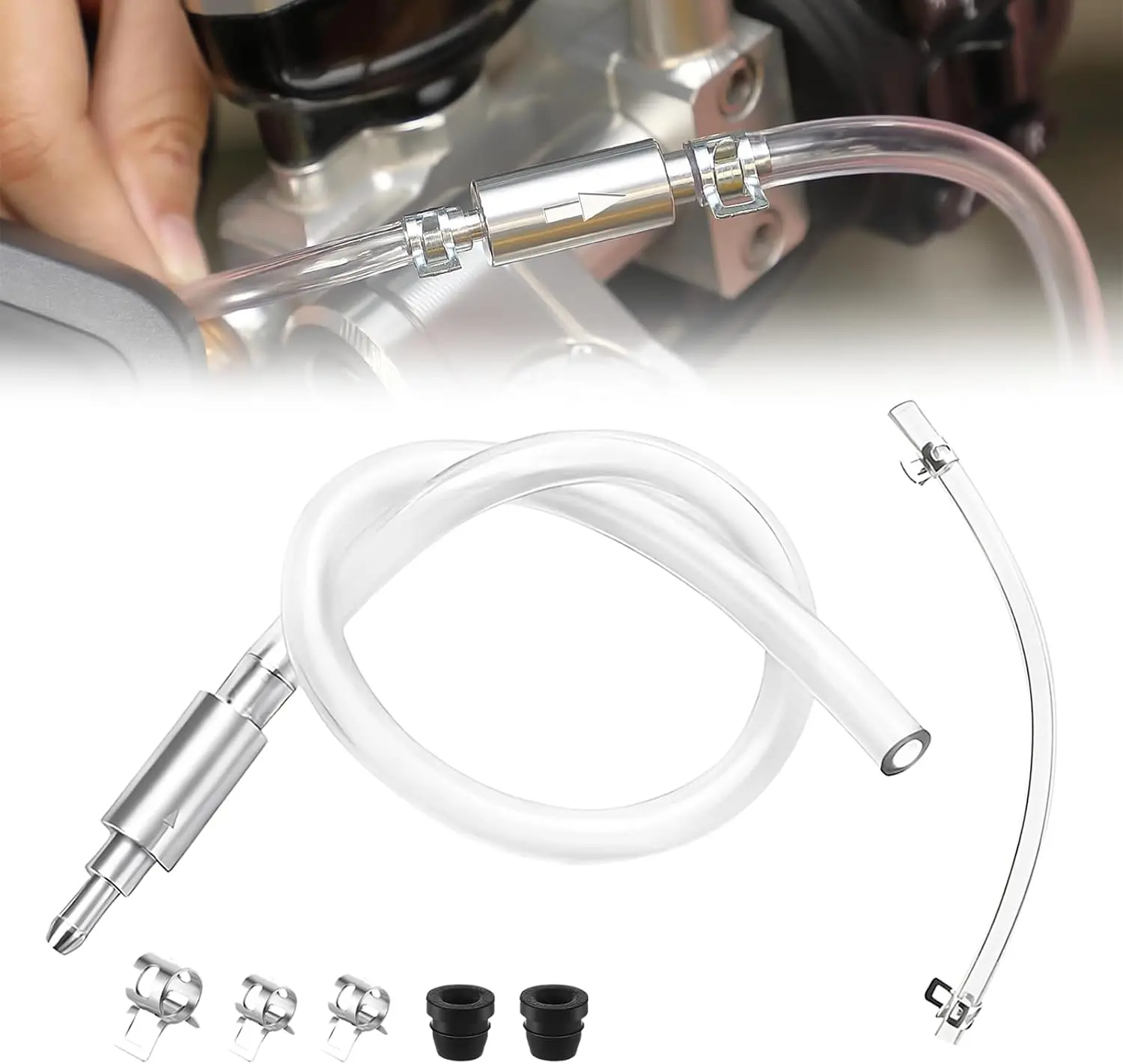 Brake Bleeder Hose - One-Way Check Valve Tube Bleeding Tool Kit, with One-Way Check Valve, Transparent Car Brake Bleeder Hose, One-Way Check Valve, and Brake Bleeder Cap Set, Universal Brake Bleeder Tool Auto Parts Suitable for Cars Motorcycles Bicycles f