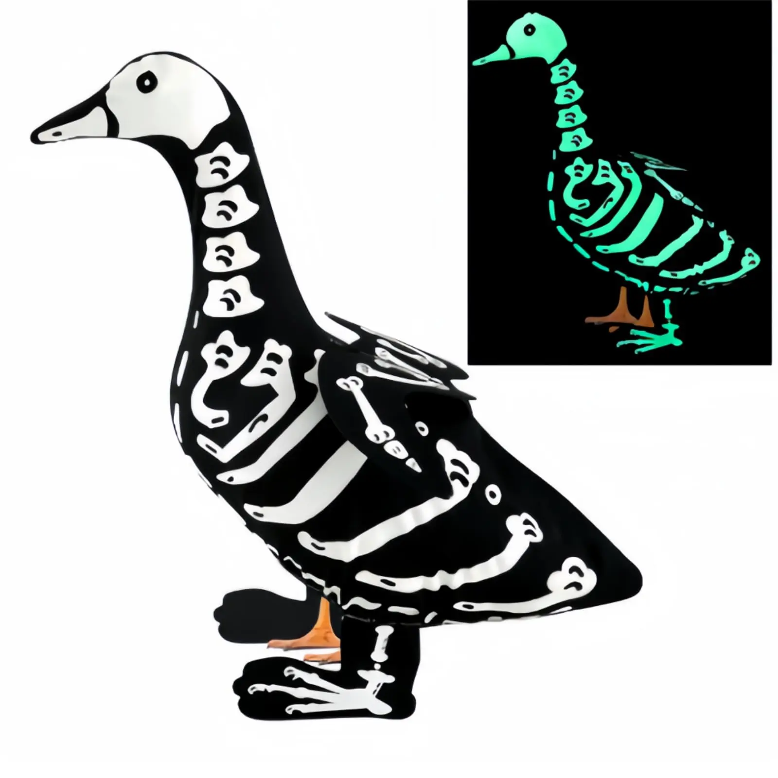 Halloween Glow in the Dark Porch Goose Outfits for 23'' Plastic/Cement Goose Skeleton Pumpkin Ghost Costume Halloween Party Decoration Supplies Outdoor Patio Yard Lawn Decor, Decorations Accessories
