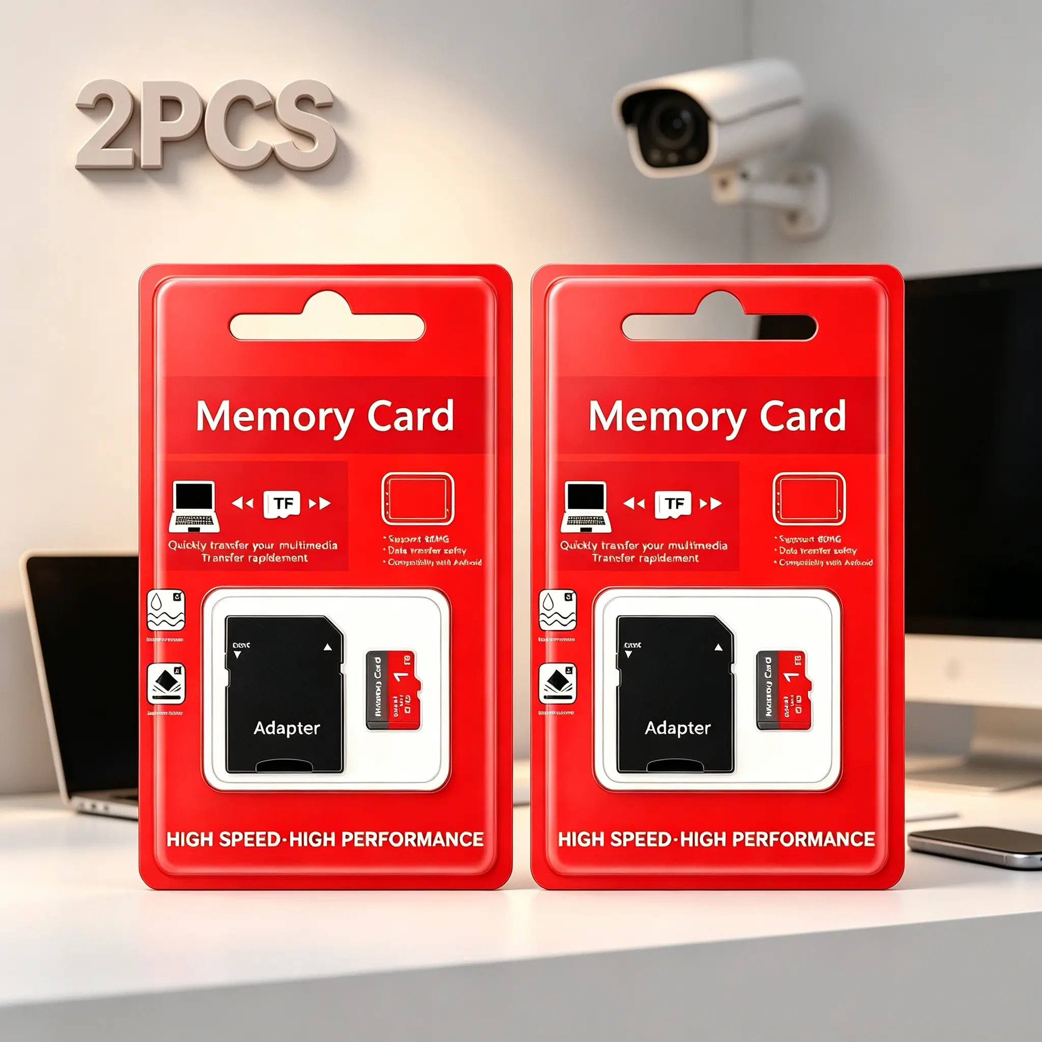 2-Pack × 1TB Mini SD card memory TF storage card - SD card storage card and SD adapter: Reliable mini SD flash memory, Micro SD card compatible with smartphones, cameras, and tablets. Monitoring system