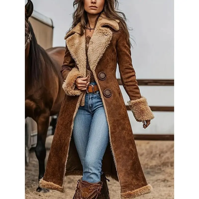 Women's Winter Trench Coat Tops - Button Front Closure, Soft Plush Lining, Structured Collar, Warm Brown for Casual & Semi-Formal Outfits (Fall/Winter Wear),clothes for back to school,first day of school outfits