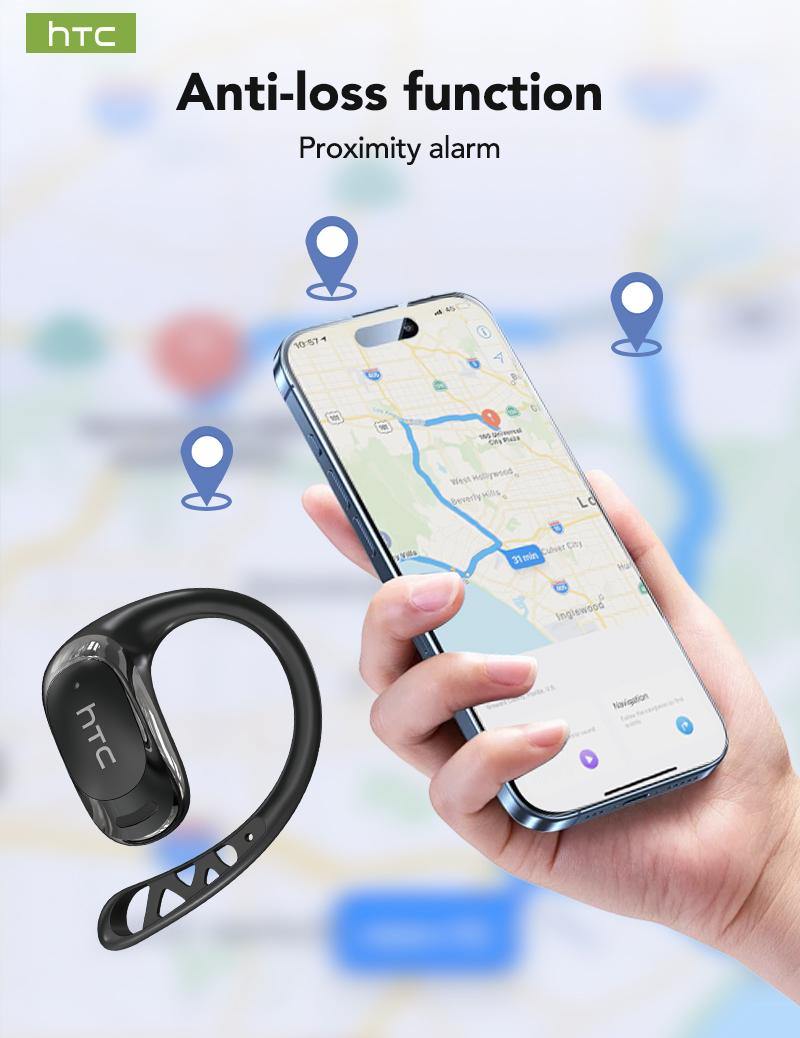 HTC NE28 OWS - AI Translator Bluetooth Earbuds with charging case, IPX5 water resistance, and a built-in microphone. Three-month warranty! Perfect for office work, exercise, study, and voice calls.