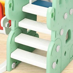 【GARVEE】7-in-1 Toddler Indoor and Outdoor Playground Set with Slide, Adjustable Swing, Climbing Ladders, Basketball Hoop, Soccer, Golf, and Ring Toss - Durable HDPE Material, Suitable for Ages 1-3