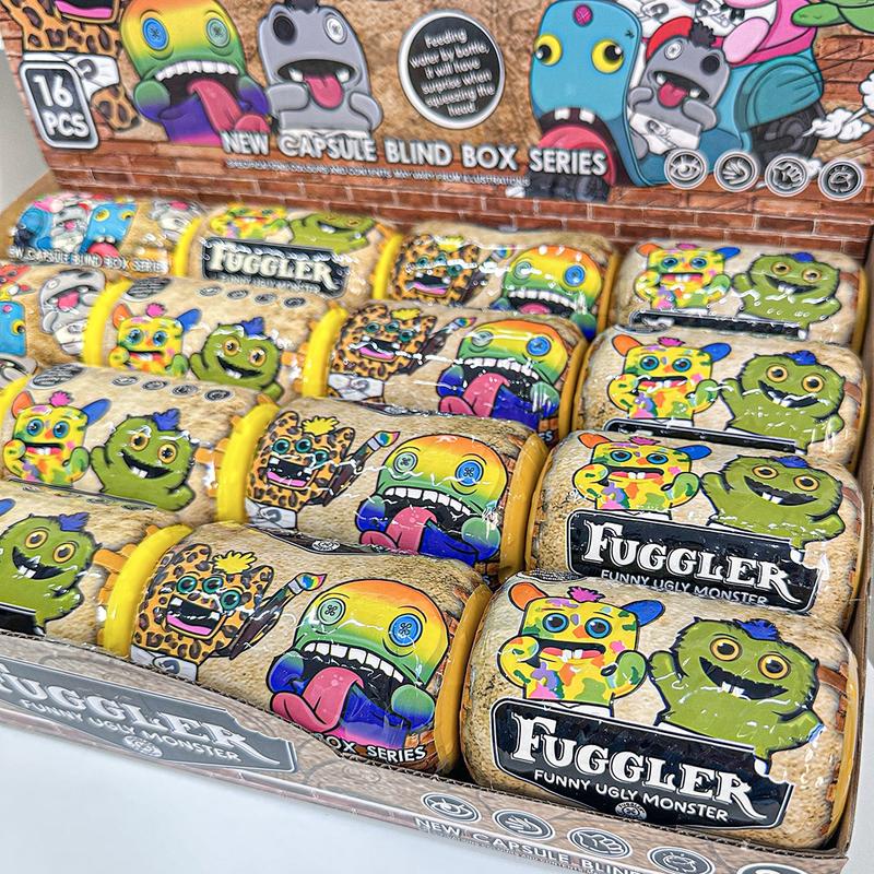 16Pcs Fuggler Blind Box Capsule，Funny Ugly Monster Keychain & Desk Decor Collectibles.