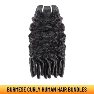 YGwigs Burmese Curly with Spiral Curls Ends Human Hair Bundles Sew in Extensions Cambodia Virgin Weave