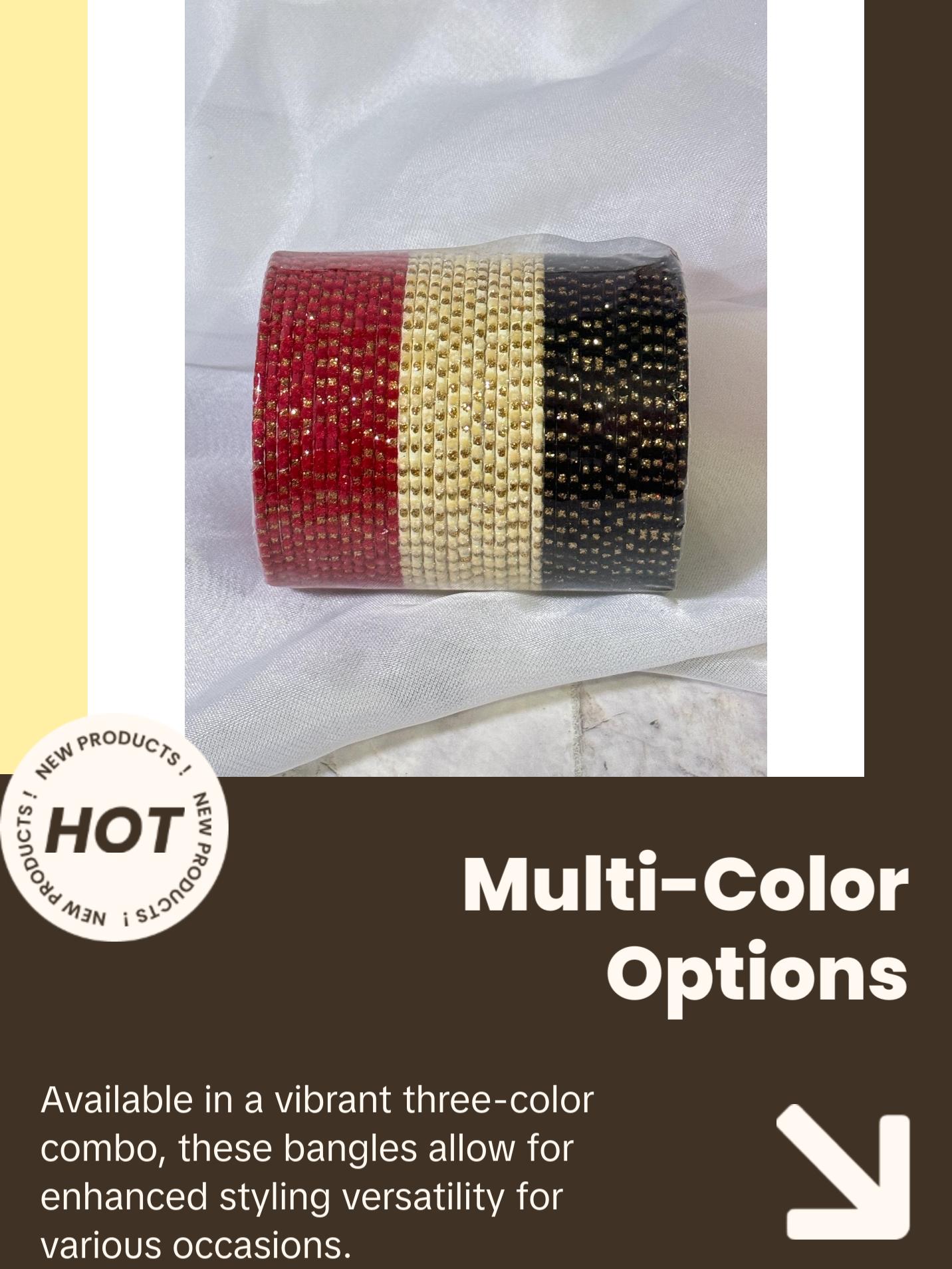 Sparkly Velvet Metal Bangles- 3 Color Combo Sets