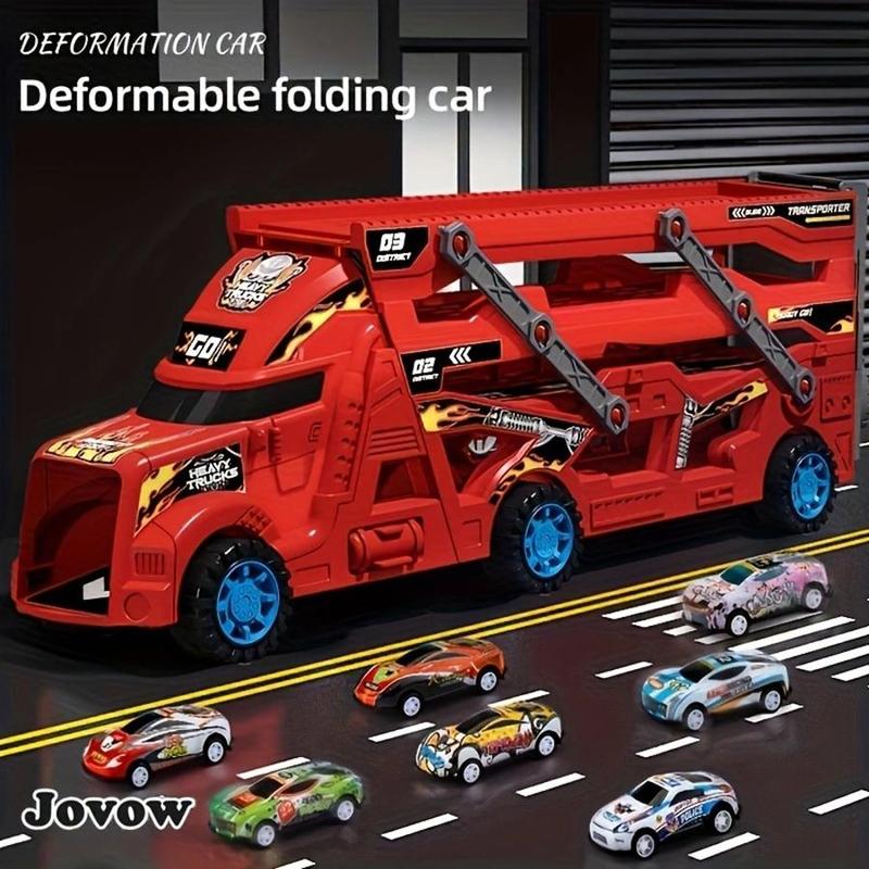 Transforming Launching Toy Car Set, Catapult Launcher Stunt Cars, Energy Release Deformation Vehicles, Action Battle Toys, Gift for Kids Boys Girls