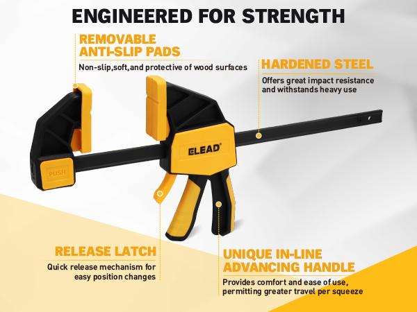 12-Inch Bar Clamp Set with Leveling Block Clamp, 3-Pack Quick-Release Wood Clamps/Spreader, One-Handed F Clamp350LBS Load Limit, Light Duty Woodworking Clamps for Table Wood Working