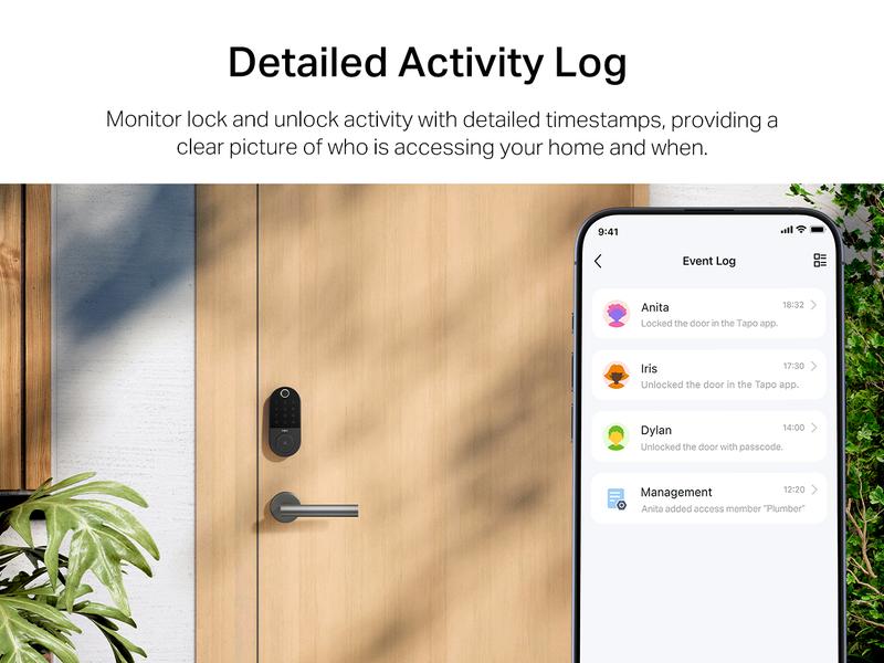 TP-Link & Tapo DL110 Smart Door Lock｜6 Ways Unlock｜1-Yr Battery｜IP65 Stormproof｜Built-in Doorbell｜Scheduled Access｜BHMA Grade 2