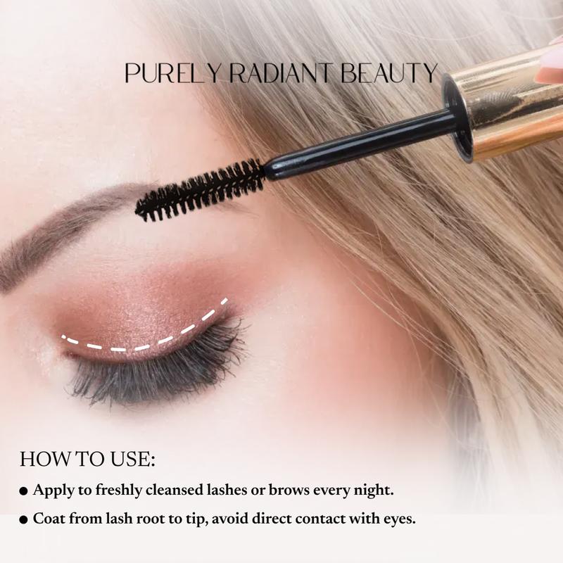 Purely Radiant Beauty Viral Lash & Brow Growth Serum – Organic, Vegan, Prostaglandin-Free – Thicker Longer Lashes – Castor + Rosemary Oil – TikTok Favorite- 75K+Sold